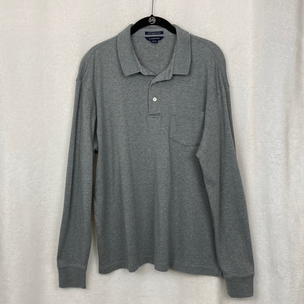 Land’s End Men’s Supima Cotton LS Polo Shirt sz 42-44 0008